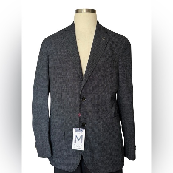 TED BAKER NEW suitJacket Black & Purple 100% Wool